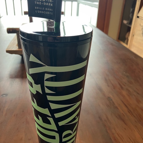Starbucks Black Tumbler with Straw GLOW IN THE DARK NWT - Picture 2 of 5